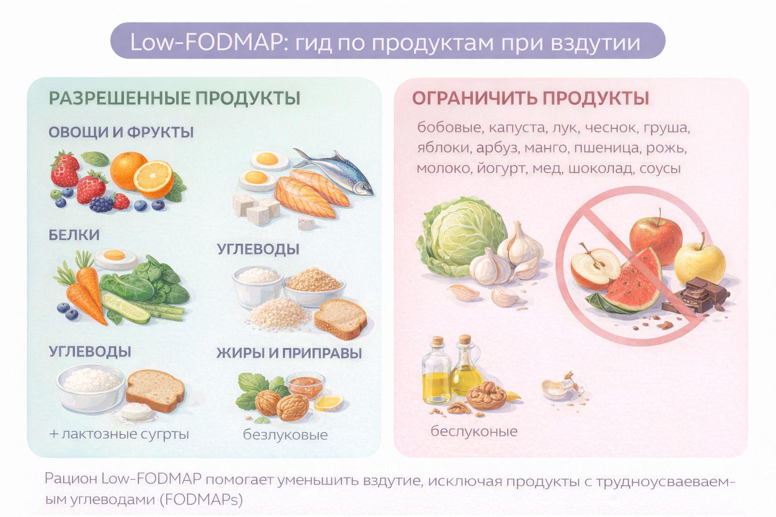 Low-FODMAP: гид по продуктам при вздутии