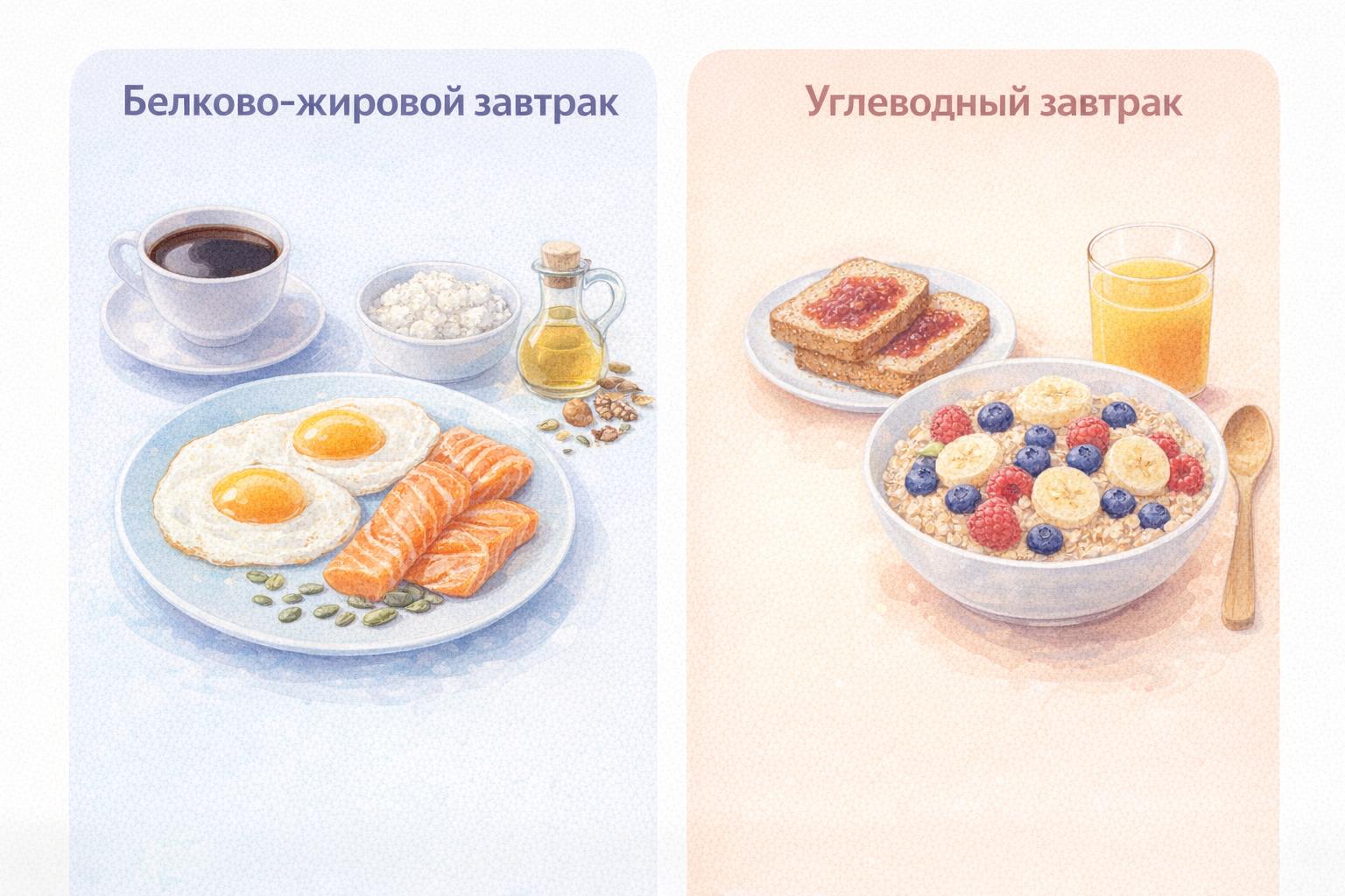 Что есть на завтрак: белково-жировой vs углеводный